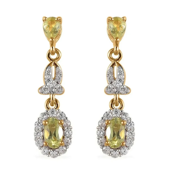 Jewelry - *RARE* Natural Chrysoberyl and White Zircon Dangle Earrings.